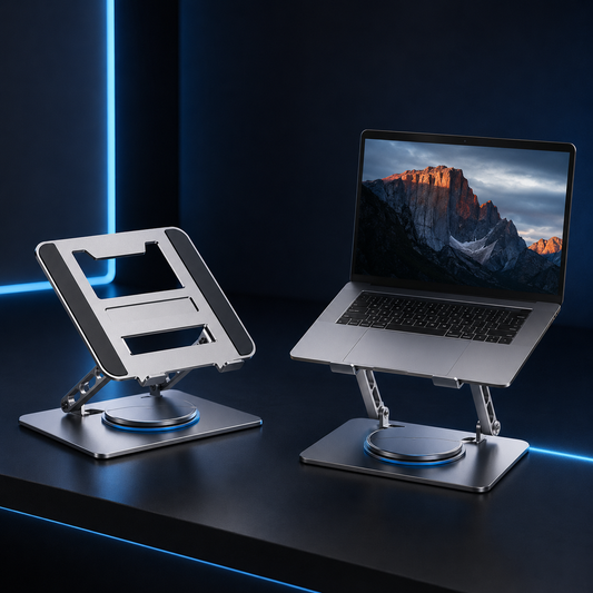 Soporte para notebook plegable y regulable sobre escritorio