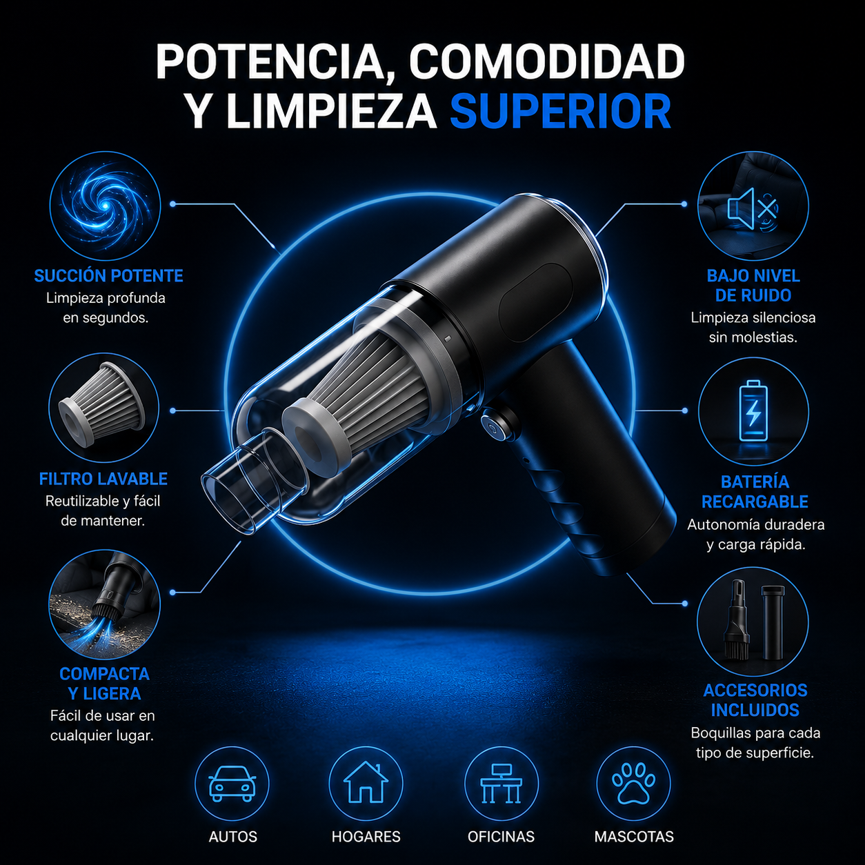 Aspiradora portátil inalámbrica 9000Pa en imagen principal