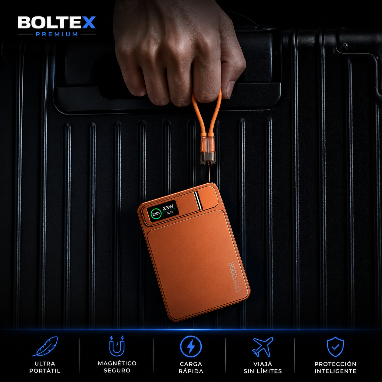 Power bank compacto con carga magnética y diseño portátil