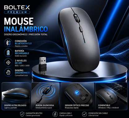 Mouse Inalámbrico Recargable Silencioso