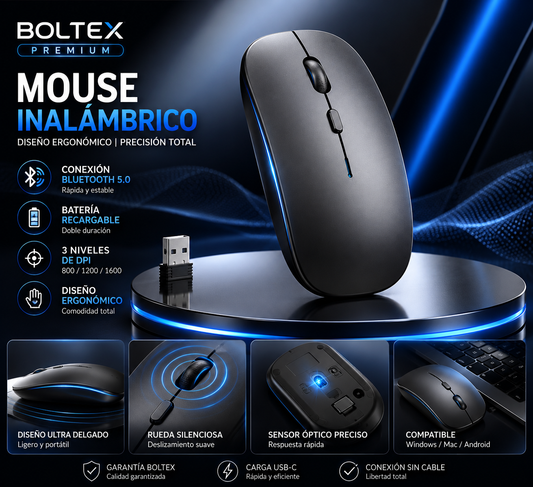 Mouse inalámbrico recargable silencioso en imagen principal