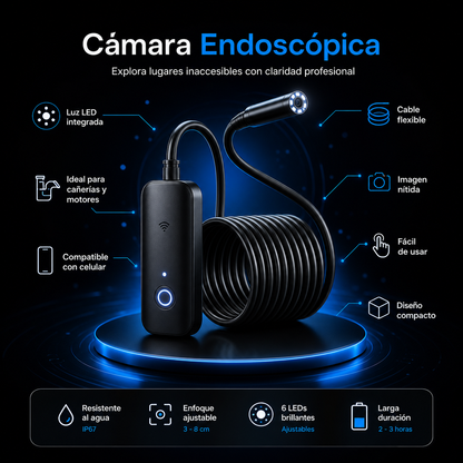 Cámara Endoscópica 1080P con 8 LEDs