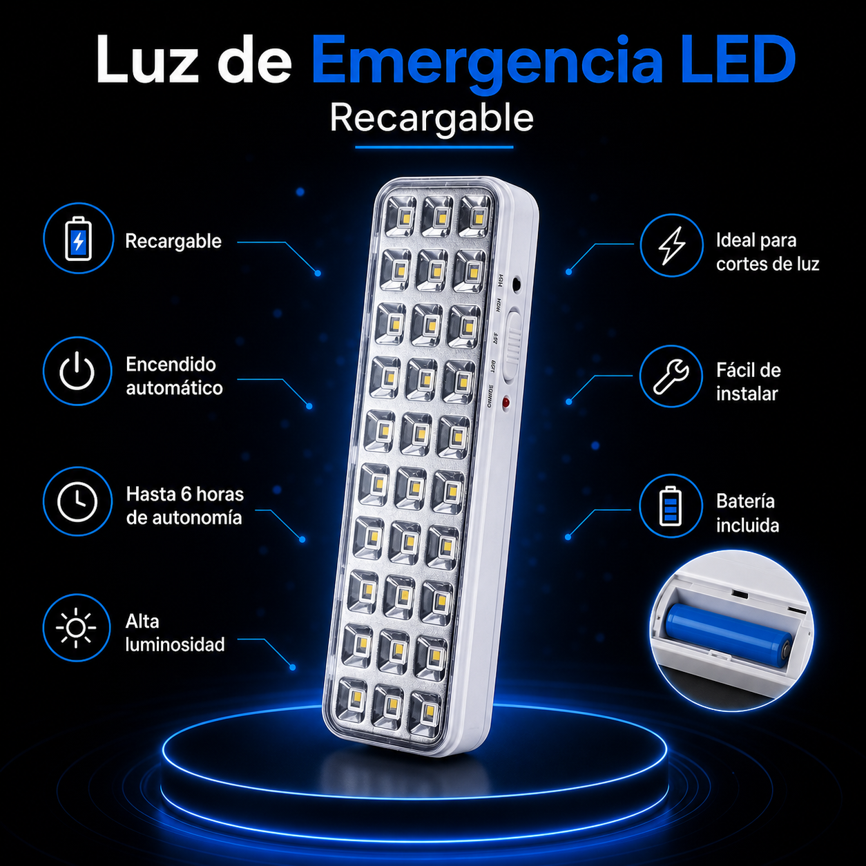 Luz de Emergencia LED Recargable