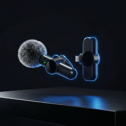 Detalles del micrófono lavalier inalámbrico y conectores